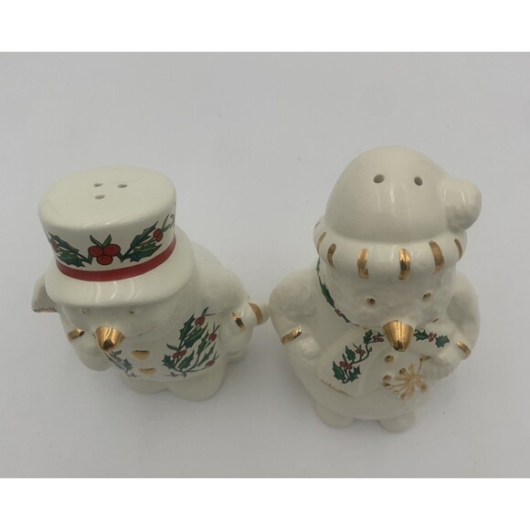 Baum Bros. Set of 2 Mr & Mrs Snowman Salt and Pepper Shakers. Christmas - Picture 5 of 9